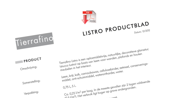 Productblad Listro glansstuc